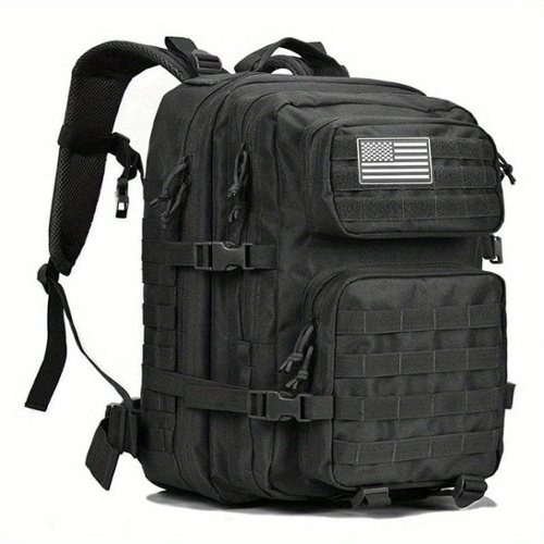  Acteck - 45L Large Tactical Backpack for Men, 900D Heavy Duty Bag, Expandable Backpack for Hunting, Hiking, Camping - Black