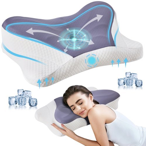 Anysun - Cervical Neck Pillow,Cooling Ergonomic Memory Foam Pillows,Dual Height Orthopedic Support Contour Pillow for Side - Gray-Front_Standard 