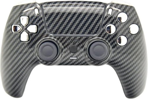 Custom Controllerzz - Custom Wireless Controller for PS5 - Glossy Carbon Fiber & Silver Chrome Inserts-Front_Standard 