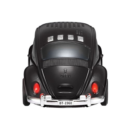 QFX Retro Car Portable Bluetooth Speaker with Bass Radiator and LED Lights - Black GLOBAL SHIPPING