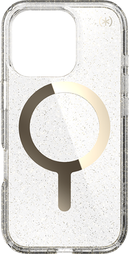 Speck - Presidio Lux with Gold MagSafe Case - iPhone 16 Pro - Clear/Gold Glitter