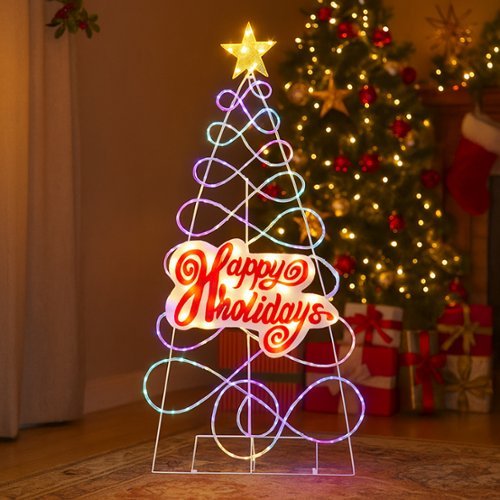 BreeBe - 5.6FT Outdoor Holiday Tree – LED Lights with 6 Modes - Multicolor-Front_Standard 