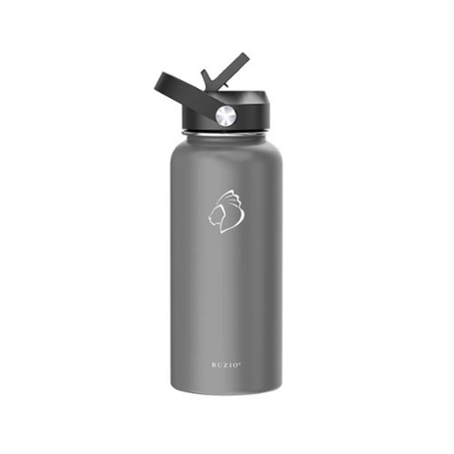 Buzio Duet Series Insulated 32 oz Water Bottle with Straw Lid and Flex Lid - Gray WORLDWIDE DELIVERY