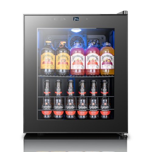 Yeego - Beverage Refrigerator Cooler, 65 Cans Freestanding Mini Beverage Fridge with Glass Door Beverage cooler for Home Office - Black-Front_Standard 