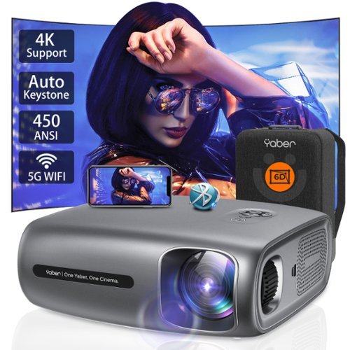 Yaber YABER Pro U7 5G WiFi BT Projector, 1080P, 4K, Auto 6D Keystone Correction &4P/4D, HD Home&Outdoor Projector - Gray WHERE TO BUY