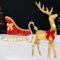 Best Choice Products - 4ft Lighted 2D Christmas Reindeer & Sleigh Set Outdoor Decor w/ 140 Warm White LED Lights - Gold-Front_Standard