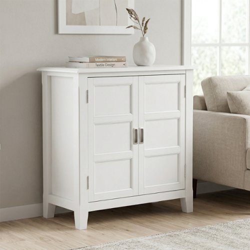 Simpli Home - Burlington 30 inch Wide Solid Wood Low Storage Cabinet - White-Front_Standard 