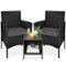 Best Choice Products - 3-Piece Outdoor Wicker Conversation Patio Bistro Set, w/ 2 Chairs, Table - Black/Gray-Front_Standard