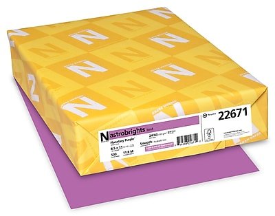 Astrobrights - Colored Paper, 24 lbs., 8.5" x 11", 500 Sheets/Ream (22671) - Planetary Purple