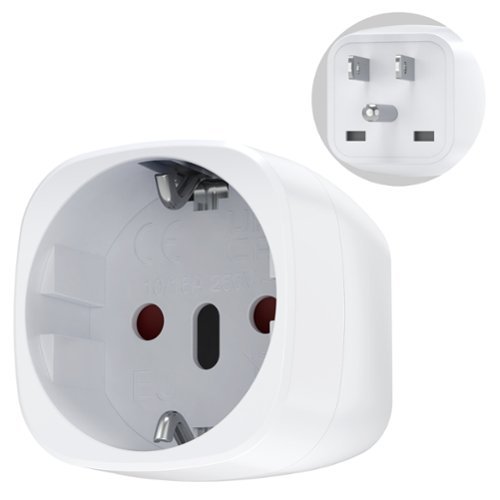 Fosmon - European Travel Plug Adapter, Travel Power Converter, EU to US Plug Adapter, Type C/E/F Plugs to Type B Travel Outlet - White-Front_Standard 