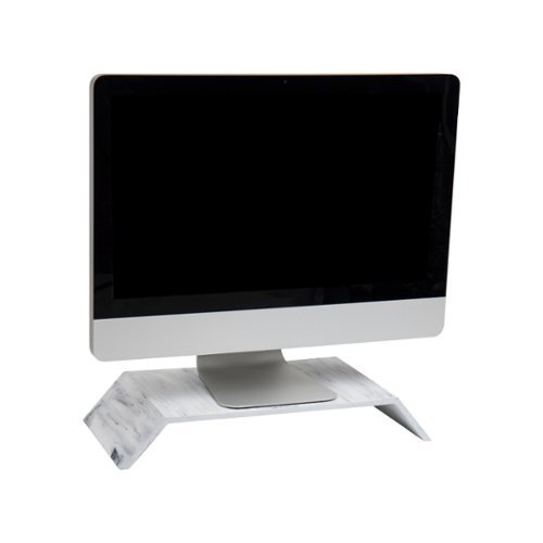 Mind Reader - Marbella Collection, Monitor Stand, 22b. Capacity, Office, Resin, 9"L x 18.25"W x 3"H, White