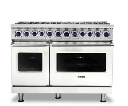 Viking - 48"W./24"D. Dual Fuel Sealed Burner Range-8 Burners - Pure White-Front_Standard 