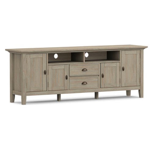 Simpli Home - Redmond SOLID WOOD 72 inch Wide Transitional TV Media Stand in Distressed Grey For TVs up to 80 inches - Distressed Gray-Front_Standard 