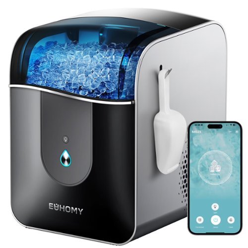 Euhomy - Smart Nugget Ice Maker Countertop - 40lbs/24H Chewable Ice, with APP Control, Auto Clean & Timer - Black-Front_Standard 