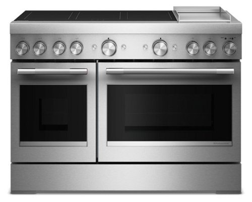 KitchenAid - 6.3 Cu. Ft. Freestanding Double Oven Electric Induction Commercial-Style Range with Griddle - Stainless Steel-Front_Standard 