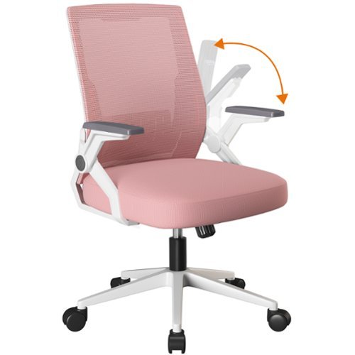 CloudRest Pro - Breathable Mesh Office Chair with Flip-up Armrests Ergonomic Computer Desk Chair with Adaptive Lumbar Support， - Pink-Front_Standard 