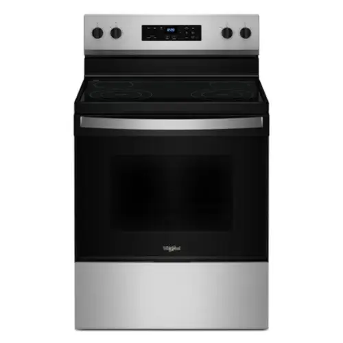 Front. Whirlpool - 30 in. Wide 4 elements Electric Range with No Preheat Mode - Stainless Steel.