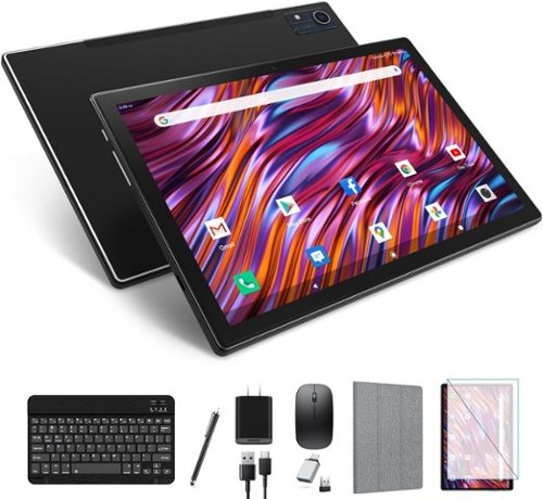 MEIZE - Latest 2025 Android 14 Tablet, 128GB+16(8+8 Expand)GB/512GB Expandable, Octa-Core Tablet 8000mAh Battery - Black-Front_Standard 