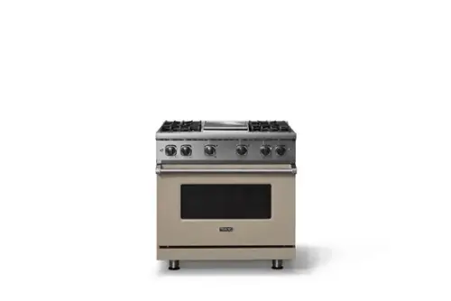 Front. Viking - 5.1 Cu. Ft. 36"W Freestanding LP Gas Sealed 4 Burner Range with Griddle - Nantucket.