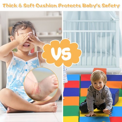 Costway 58'' Toddler Foam Play Mat Baby Folding Activity Floor Mat Home School Daycare - Multi-color BUY IN EUROPE