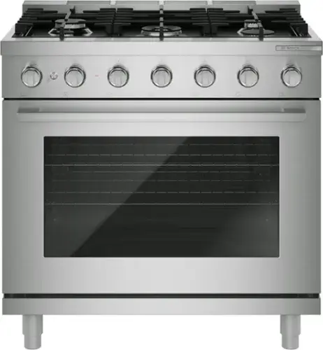 Front. Bosch - 500 Series 36 in. Wide 5.6 Cu. Ft. Convection Industrial Style Gas Range with 5 Burners - Stainless Steel.