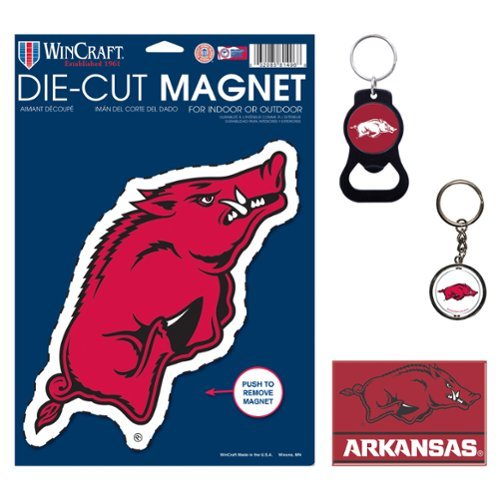 WinCraft - Arkansas Razorbacks 4-Pack Key Rings and Magnets Set - Multicolor-Front_Standard 