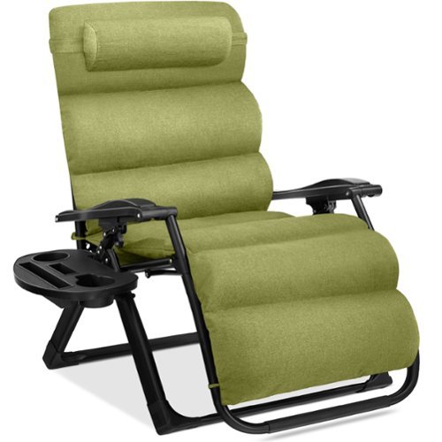 Best Choice Products - Oversized Zero Gravity Chair, Folding Recliner w/ Removable Cushion, Side Tray - Lime Green-Front_Standard 