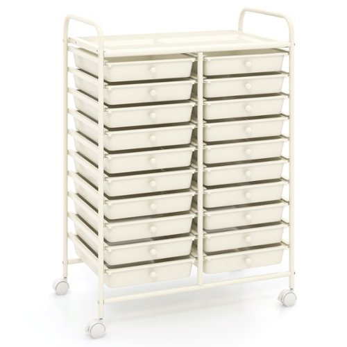 Ecooso - 20-Drawer Rolling Storage Cart, Mobile Drawer Organizer for Craft Room, Classroom and Home Office Storage - White-Front_Standard 