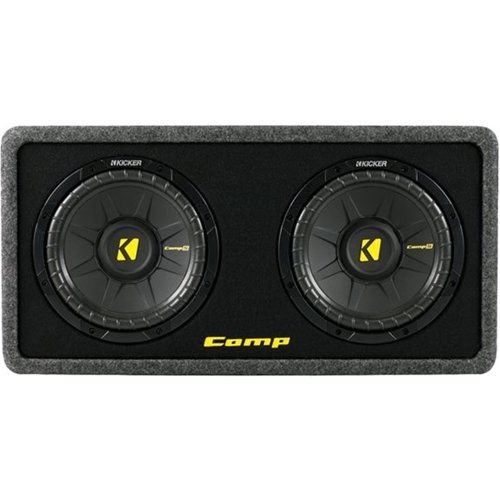 KICKER - CompS Dual Single-Voice-Coil 2-Ohm Subwoofers with Enclosure - Gray/black-Front_Standard 