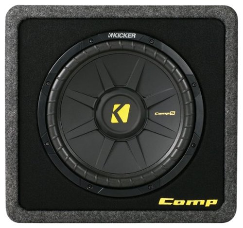  KICKER - CompS12 12" Single-Voice-Coil 2-Ohm Loaded Subwoofer Enclosure - Black