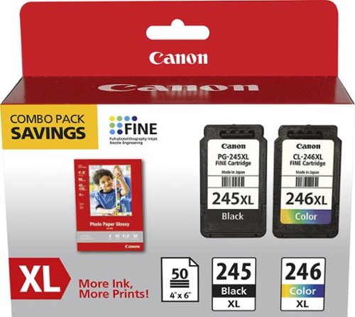 Canon - CL-245 XL/CL-246XL 2 Pack High-Yield Ink Cartridges + Photo Paper - Black/Multi