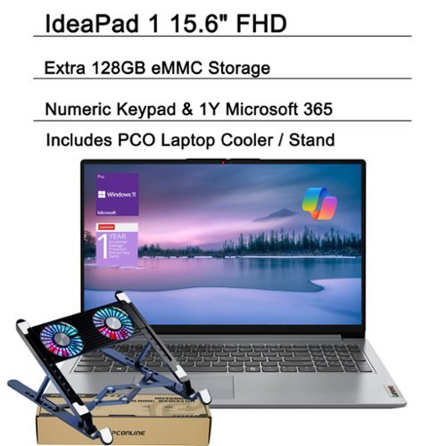 Lenovo - IdeaPad 1 15.6" FHD Laptop - Intel Quad-Core Silver, 36GB RAM, 1TB SSD - Numeric KP - For Everyday Use & Learning - Gray-Front_Standard 