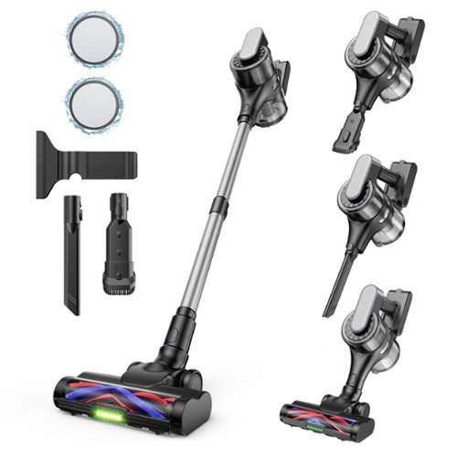 MOOSOO - Lightweight Cordless Vacuum, 36Kpa Powerful Suction, 55 mins runtime, Stick Vacuum for Hard Floor Carpet Pet Hair - Black&Silver-Front_Standard 
