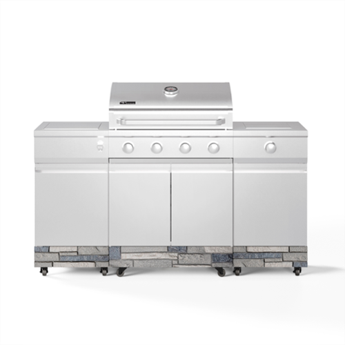 TYTUS Grills - Fresno 5-Burner LP/NG Convertible Grill in Stainless Steel + Shadow Stone - Silver
