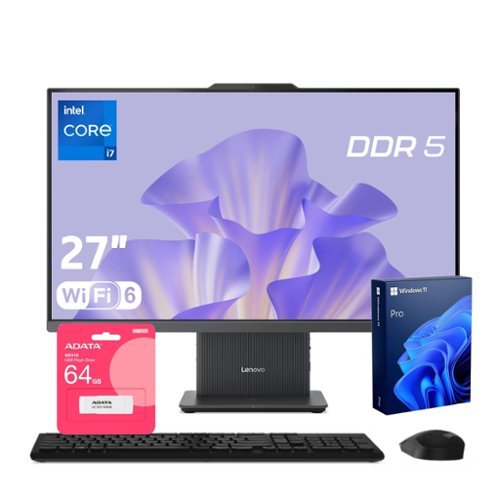 Lenovo - IdeaCentre 27" FHD All-in-One - Wireless K&M - Intel Core i7-13620H - 32GB RAM - 2TB SSD - Adata 64GB USB Drive - Gray-Front_Standard 