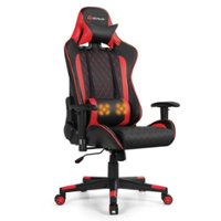 Costway Gaming Chair Reclining Racing Chair w/Lumbar Support and Headrest Red - Red + Black