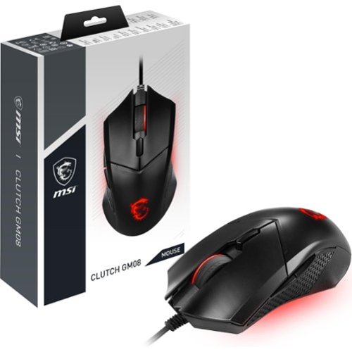 MSI - Clutch GM08 Wired Optical Gaming Mouse - Wired - Black-Front_Standard 