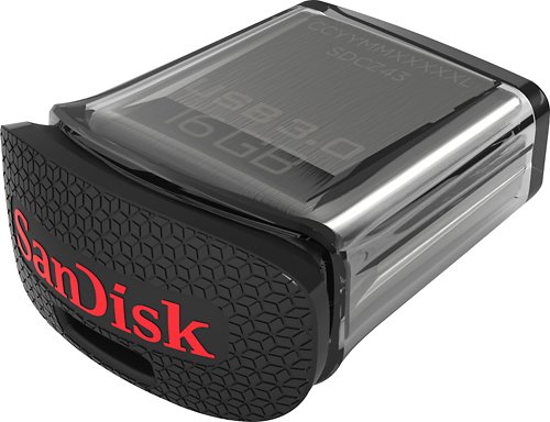  SanDisk - Ultra Fit 16GB USB 3.0 Flash Drive - Black/Silver
