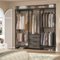 Aheaplus - Sturdy Metal Garment Rack with 3 Fabric Drawers, Wall Mounted Clothing Rack with 5 Hanging Rods & Storage Shelves - Gray Oak-Front_Standard