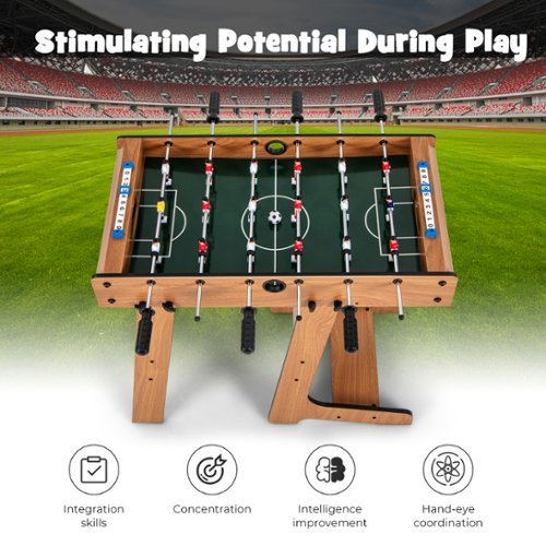 Costway Foldable Football Table Space Saving Soccer Game Indoor Sports for Party Bar - Natural WORLDWIDE DELIVERY