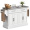 Homcom - Rolling Kitchen Island Cart with Cabinets and Drawers - White-Front_Standard
