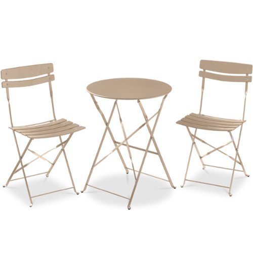 Best Choice Products - 3-Piece Small Bistro Set, Folding Patio Furniture Set of 2 Chairs and Table - Sand-Front_Standard 