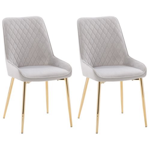 CorLiving - Nash Velvet Channel Tufted Side Chair - Light Gray-Front_Standard 