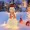 Costway - Pre-Lit Standing Snowman Artificial Christmas Decoration with 80 LED Lights - Gold-Front_Standard