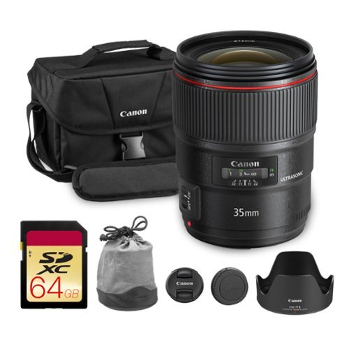 Canon EF 35mm f/1.4L II USM Lens 64GB Card Bundle Black