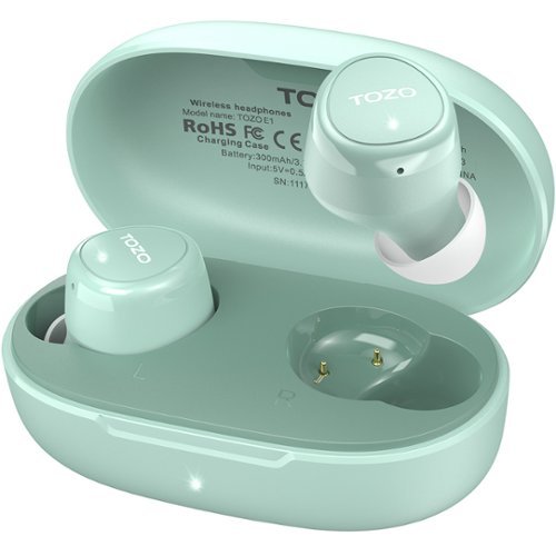 TOZO - E1 Lightweight EarBuds Wireless, Immersive Sound, Comfort Wear, 30H, Bluetooth Fast Connect, ENC Mic Calls, Waterproof - Green-Front_Standard 