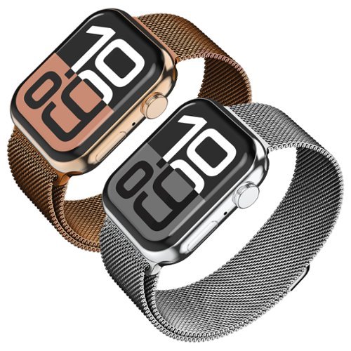 Vena - 2 Pack For Apple Watch Band Series 10 42mm, Stainless Steel Watch Band Series 11 41mm 9/8/7 iWatch 40mm Silver+Rose Gold - Multi-Front_Standard 