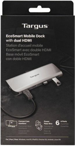 Targus USB-C Alt. Mode Dual HDMI 4K Mobile Dock with 140W EPR Pass-Thru & SD Reader - Silver WORLDWIDE DELIVERY