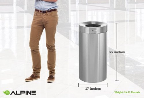 Alpine Industries 27 Gallon Indoor Trash Can Silver ALP475