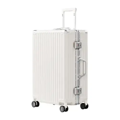 Front. Brick Attic - 24 Inch Luggage PC+ABS Aluminum Frame Zipperless Checked Luggage Hard Shell Suitcase with TSA Lock Double Spinner Wheels - White.